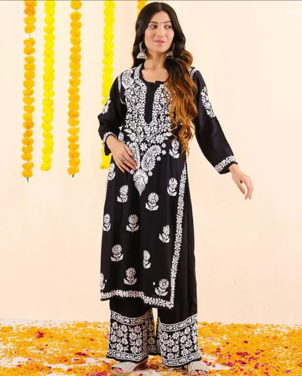 CHIKANKARI BLACK HEAVY EMBROIDERED SET