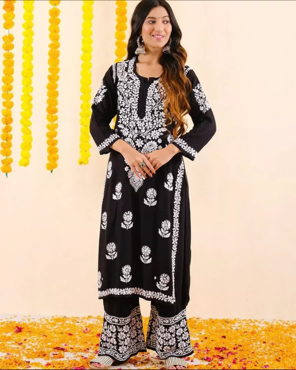 CHIKANKARI BLACK HEAVY EMBROIDERED SET